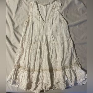 White and gold ruffled mini dress